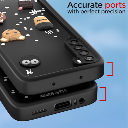 Image of Outlouders Back Cover for Redmi Note 8 | 3D Cartoon Cute Fun Bear | Silicone Full Body Protection Bumper Case (Black)