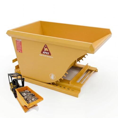 Apex Heavy Duty Self-Dumping Hopper, 3/4 Cubic Yard Capacity, 6000 lb Load Rating, Compact Reinforced Steel Tilt Skip with Watertight MIG-Welded Body for Forklift Scrap and Waste, Made in USA