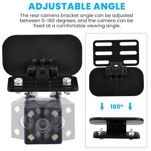 Image of 2Pcs Universal Car Rearview Camera Mount, Adjustable 180 Dash Cam Reverse Camera Holder, Black, 2 Count