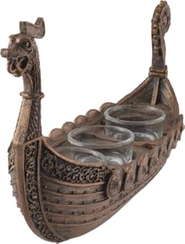 Photophore Drakkar Viking En Bronze - Pour 3 Bougies, Décoration Nordique