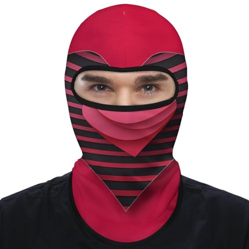Balaclava con Estampado de Rayas y Corazones para Hombres y Mujeres, Máscara Facial de Protección Solar Transpirable para Cabeza Completa para Senderismo, Ciclismo, Correr y Conducir miniatura 1