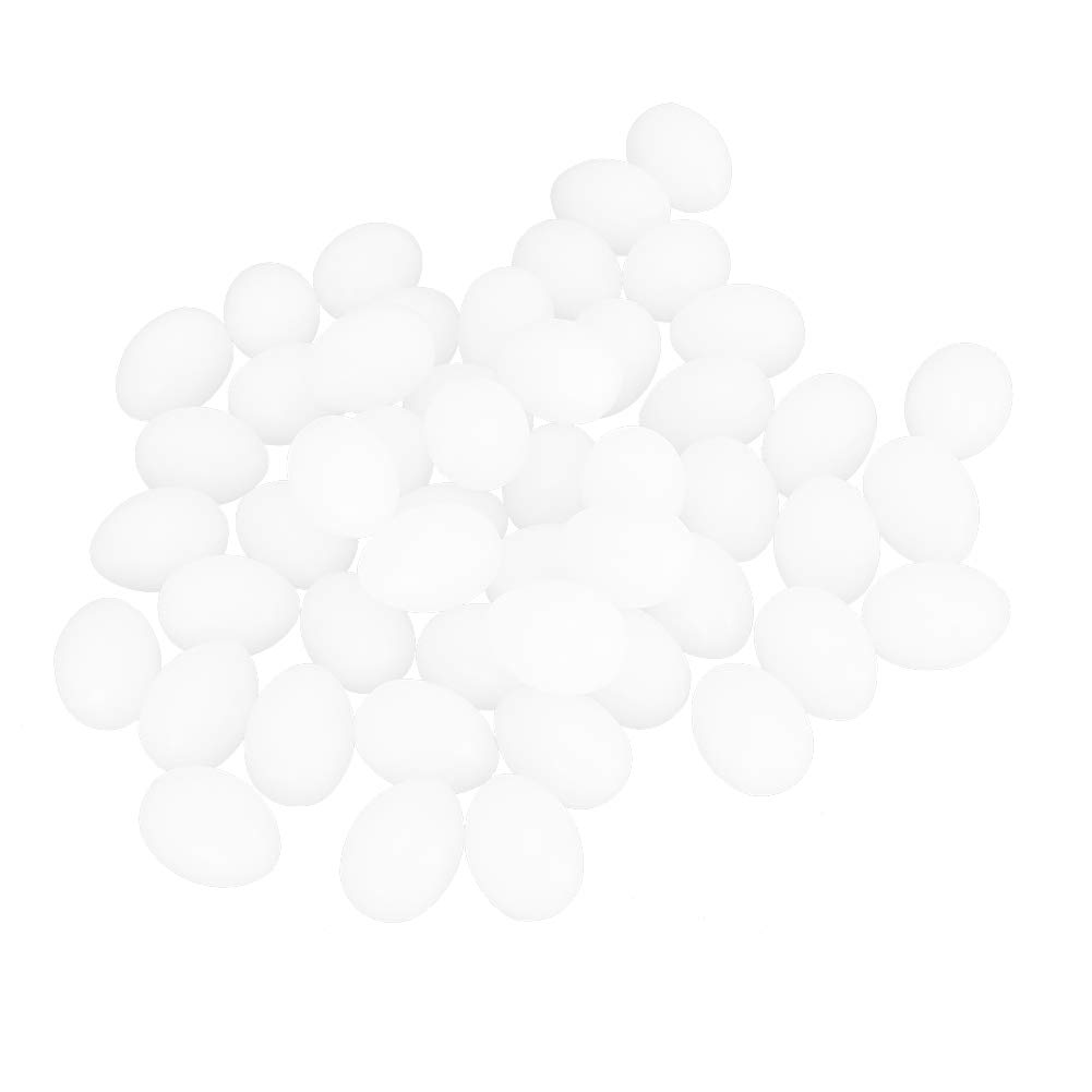 Restokki 50pcs Pigeons Egg Plastic Simulation Hatching Breeding Supplies for Birds Fake Pigeons Egg Solid