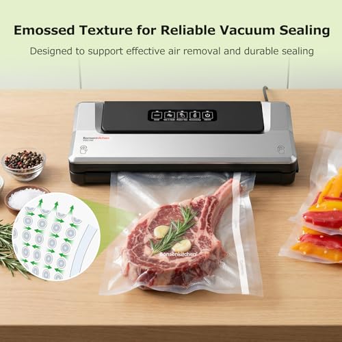 Image of Bonsenkitchen Vacuum Sealer Rolls Bags, 6 Pack 3 Rolls 11 inch x 16' + 3 Rolls 8 inch x 16',Commercial Grade, Heavy Duty, BPA Free, Food Storage Bags