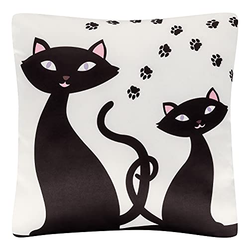 Von LILIENFELD Coussin Motif Chat Noirs Coussin décoratif 40 x 40 cm Coussin de canapé Déco Maison Salon Housse de Coussin imprimée des Deux côtés avec Remplissage Cover