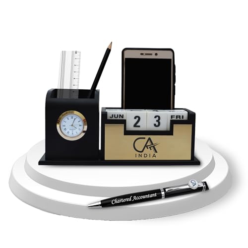 Image of SAVRI Personalized CA Gift Set - Engraved CA Logo Pen & Pen Stand | Professional Gift for Chartered Accountants - Ideal for CA Day, Graduation, Seminars, Corporate Gifting