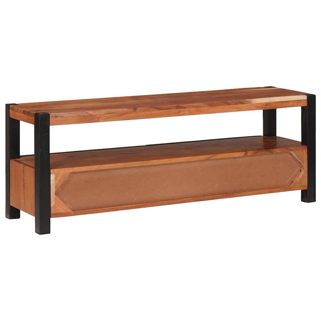 Meble medialne Lowboard brązowa 110 x 30 x 40 cm lite drewno akacjowe szafka pod telewizor z regałem i szufladami do salonu, kina domowego, miejsce do przechowywania i półka na regał Hifi