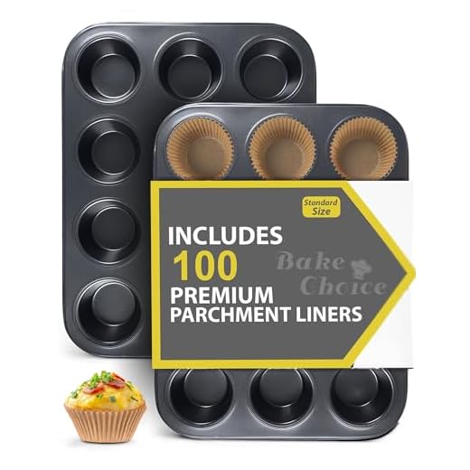 2 Pack Muffin Pan for Baking, Standard Cupcake Pan includes 100 Natural Cupcake Liners, Muffin Tin Nonstick 12 Cup, Baking Pans Set, Carbon Steel Baking Supplies