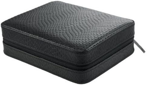 4 Watch Travel Case Leather Black Snakeskin Pattern