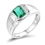 Lanmi Men's 14K/18K Yellow White Gold Natural Emerald Ring Sapphire Tanzanite Engagement Wedding Ban