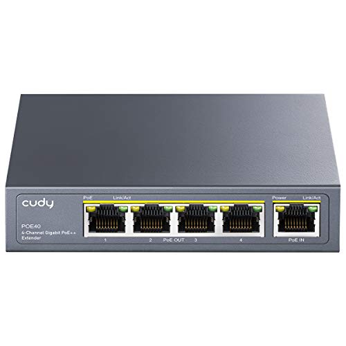Cudy 4-kanałowy przedłużacz Gigabit PoE, 1000 Mbit/s, 1 wejście PoE, 4 wyjście PoE, wzmacniacz PoE, wzmacniacz PoE+, wzmacniacz PoE++, montaż ścienny, IEEE 802.3bt / 802.3at / 802.3af