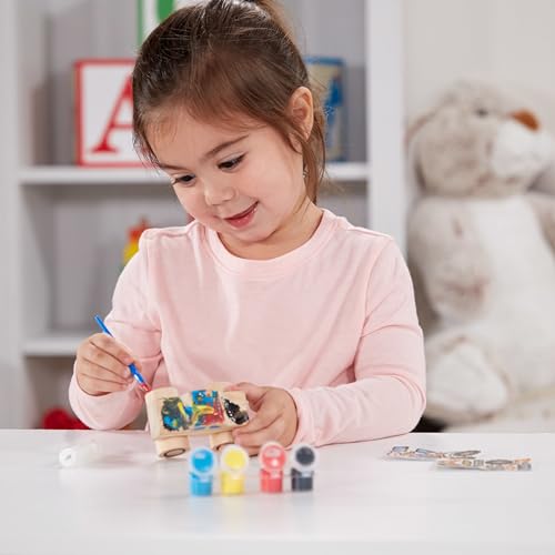 Image of Melissa & Doug Created by Me! Paint & Decorate Your Own Wooden Vehicles Craft Kit For Kids 2 Pack - Monster Truck, Train