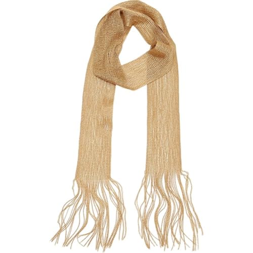 Toivexa スカーフ フリンジ付き ファッション ロングスカーフ ネックスカーフ キラキラ 細幅スカーフ 結婚式 イブニング パーティー エレガント アクセサリー 金色