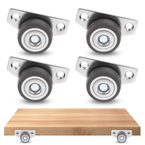 ElevateTech Lot de 4 roulettes pivotantes plates en acier inoxydable, adaptées pour bureau, meubles de cuisine, tables, tiroirs, chariots, armoires et étagères