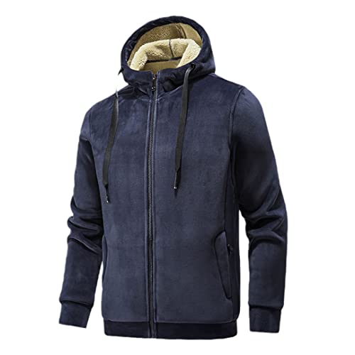 Sweat à capuche chaud pour homme Vogrtcc zippé en polaire bleu taille L