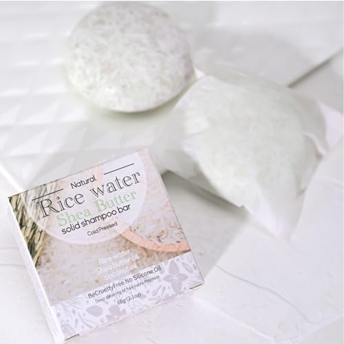 2Pcs Rice Water Shampoo Bar for Hair Growth, Protein Shampoo Bar Bulk, Root White Coverage Hair Darkening, Volumizing and Strengthening