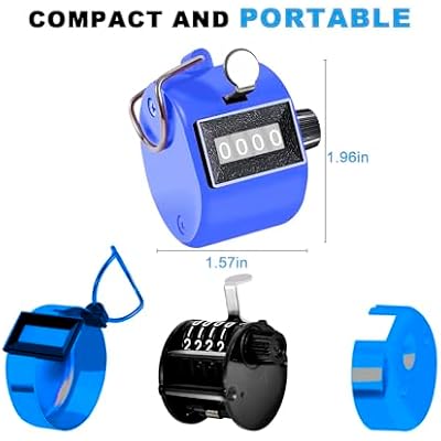 TESEAS Clicker Counter Handheld Tally Counter 4-Digit Number Counter, 2 Pack Hand Mechanical Counters Clickers Pitch Umpire Click Counter for Coaching, Knitting, People, Lap, Fishing, Golf,