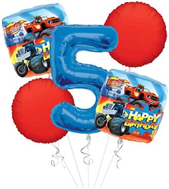 Blaze and the Monster Machine Happy Birthday Balloon Bouquet (5 Balloons), 5th Birthday | Viva Party Balloon Collection