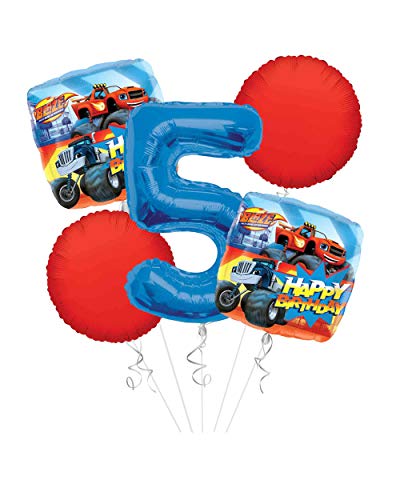 Blaze And The Monster Machine Happy Birthday Balloon Bouquet (5 Balloons), 5Th Birthday | Viva Party Balloon Collection #TOP1