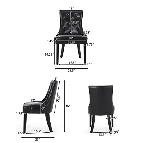 Christopher Knight Home Cheney Tufted Dining Chairs - Faux Leather - Midnight Black/Matte Black (Set of 2) by Christopher Knight Home - Image 5