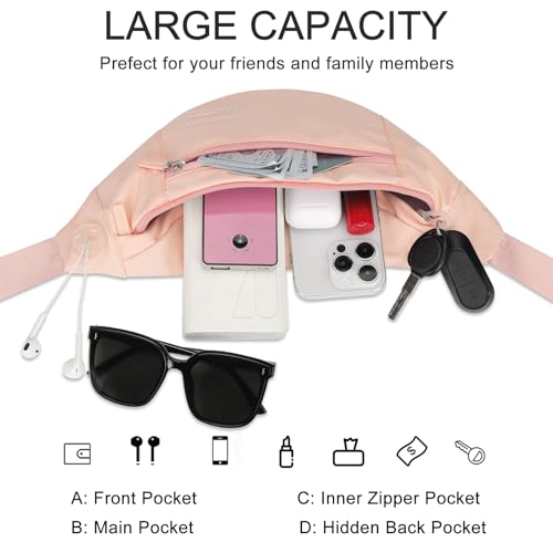 Image of MAXTOP Large Crossbody Fanny Pack with 4-Zipper Pockets,Gifts for Enjoy Sports Festival Workout Traveling Running Casual Hands-Free Wallets Waist Pack Phone Bag Carrying All Phones