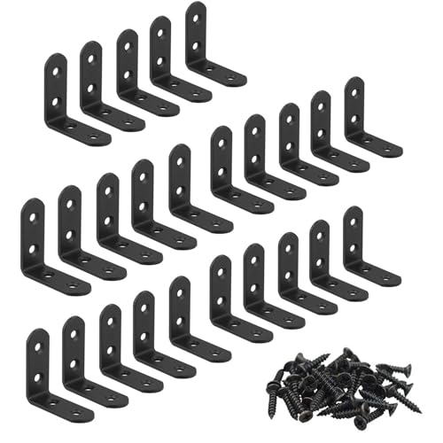24 Packs Black L Bracket 40 x40mm Corner Braces,YMAISS Small Angel Bracket Joint Right Angle Shelf Support,90 Degree Corner Bracket with Screws