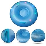 Missblue Snow Tube Sled, LED Inflatable Air Tubes with Grab Handles Heavy Duty Flash Ski Circle Skating Skiing Sleds Raft Sports Toys