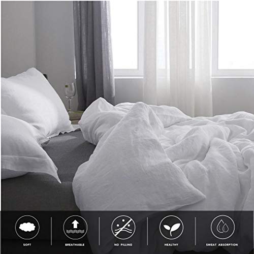 Simple&Opulence 100% Linen Duvet Cover Set 3Pcs Basic Style Natural French Washed Flax Solid Color Soft Breathable Farmhouse Bedding With Button Closure thumb #7