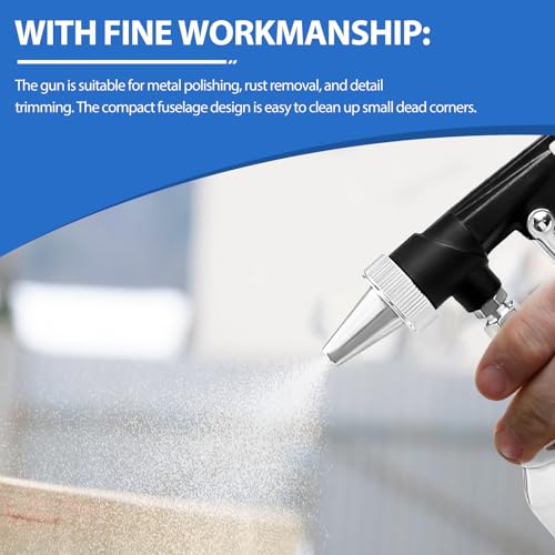 Sandstrahlpistole mit 6 mm Düse, Sandstrahlgerät mit 1L Sandtank, Sandstrahler für Kompressor, Pneumatische Sandstrahlen für Glasfrostung, Rostentfernung, Mechanische Teile Kompressorzubehör