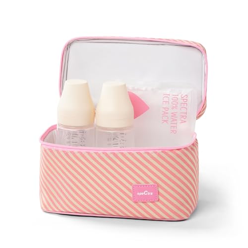 Image of Spectra - Cooler Bag Storage Kit for Breast Milk - Pink (Ice Pack and 2 Wide Neck Bottles)