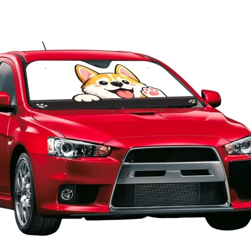 Windshield Sun Shade, UV Blocking and Keep The Vehicle Cool Car Windshield Sun Shade Foldable for Hatchback Truck SUV MPV (Cute Corgi Dog, M) by PFXVZJW - Used condition - Image 2
