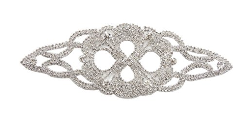 ModaTrims Sew-On or Glue-On Crystal Rhinestone on Silver Metal Applique (Clear Crystals, Silver Frame, 8 inch x 4 inch)