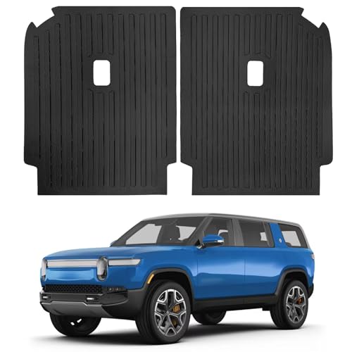 FREEMOTOR802® Backrest Mat Seat Back Cover, Compatible with 2022-2024 Rivian R1S, All Weather Rear Row Seat Backrest Protector Cargo Trunk Liner Interior Accessories, Black TPE 2-Pieces