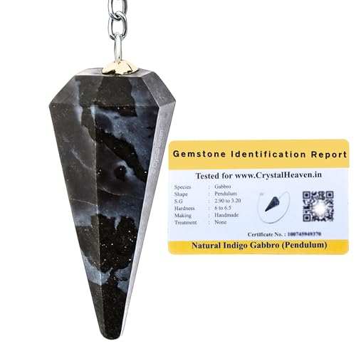 Image of Indigo Gabbro Pendulum Dowsing Tool - Natural Crystal Pendulum for Spiritual Guidance - Premium Dowser Pendulum for Accurate Divination and Energy Healing - Perfect for Energy Healing and Chakra Balancing - Handcrafted with Precision and Elegance