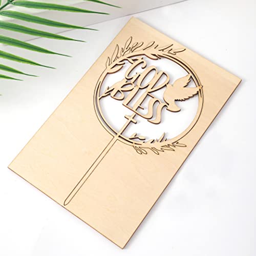 God Bless Cake Toppers - Baptismal Boy And Girl Cake Tops, First Communion Cake Decorations, Wooden Cake Decorating Supplies, Religious Cake Decorations, Personalized Cake Tops #TOP6
