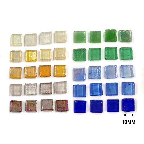 image for Mosaic Tiles for Crafts 10 Colors Assorted 11oz Stained Glass for Home