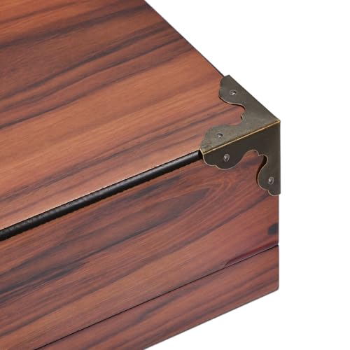 Image of uxcell 33x33x33mm Metal Box Corner Protectors Edge Guard Iron Bronze Tone 12pcs