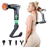 3-in-1 Detachable Deep Tissue Massage Gun with Heat & Extension Handle, Percussion Muscle Massager for Arms, Shoulders, Back,Waist, Portable & Quiet for Home, Gym & Office, 12 Adjustable Speeds