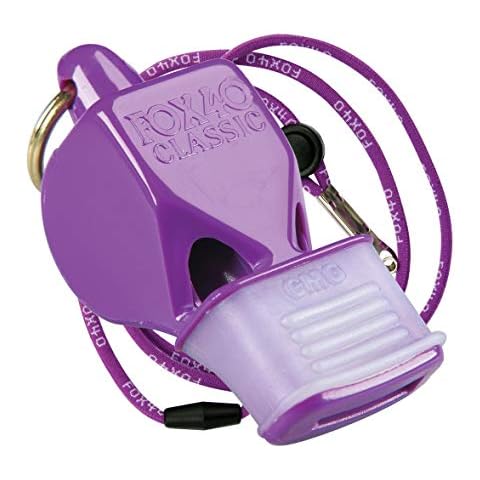 Fox 40 Classic CMG Pealess Safety Whistle, 115 dB, Purple, Lanyard Cover