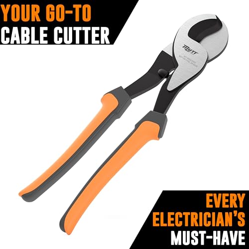 Mutt Tools 10 Inch Heavy Duty Cable Cutters for Electrical Wire - Professional Cable Shears for Copper & Aluminum - Cuts up to 2/0 Wire - Cable Cutter with Ergonomic Grip - Thumbnail 6