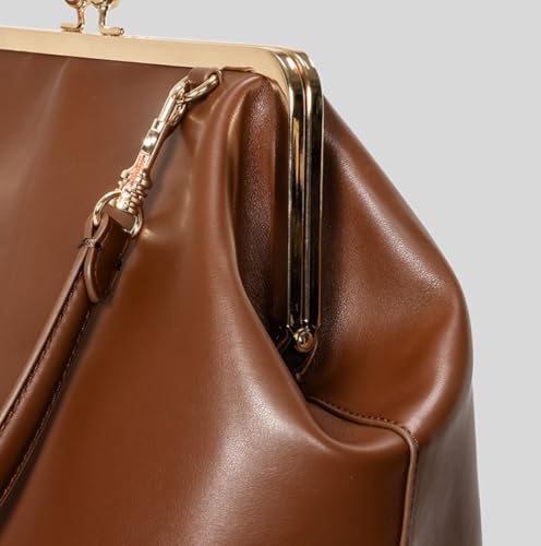 Image of Slouchy Kiss Lock Crossbody Bags Women Crescent KissLock Cross Body Hobo Shoulder Purses Kiss Clasp Hobo Handbags Wallet