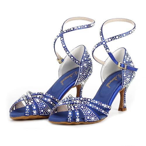 Image of Latinsoul Y205-36 Women's Crystal Rhinestone Latin Dance High Heel Shoes - Stylish Adjustable Strap Design Comfortable Dance Shoes