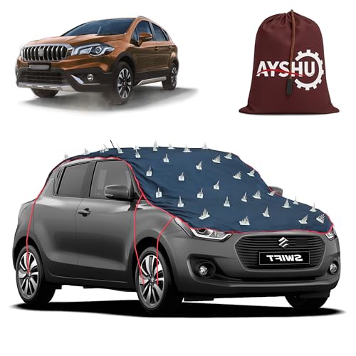 Image of AYSHU Water-Resistant Spike Car Cover for Maruti Suzuki S-Cross - Protects from Dogs, Monkeys, Dust, Sunlight & UV - Full Roof Universal Fit
