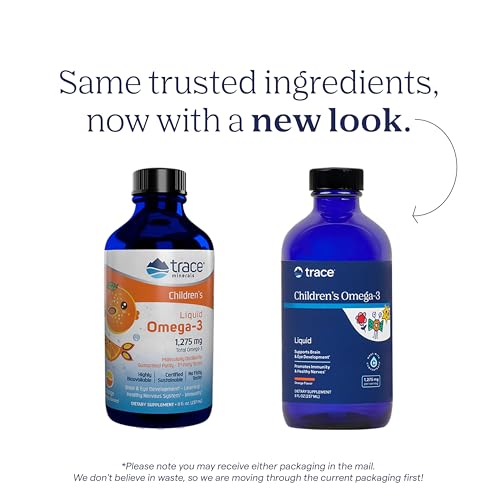 Trace Minerals Children\'s Omega-3 - Liquid Supplement Supports Nervous & Immune System Function - Health Supplement for Children - EPA & DHA Supports Brain & Eye Development - Orange, 8 fl oz