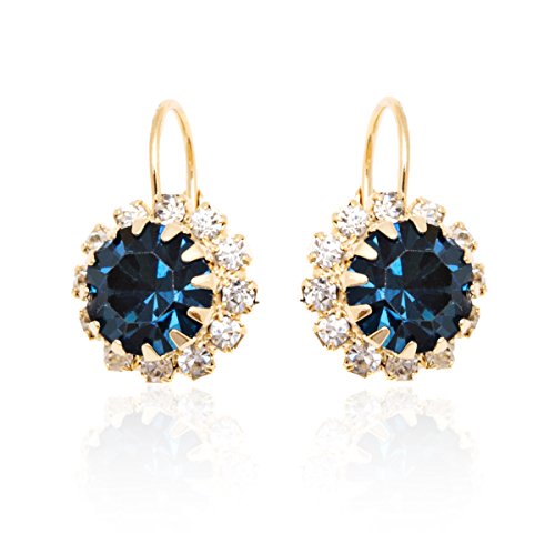Brazel 18K Gold Plated Crystal Flower Earrings for Women