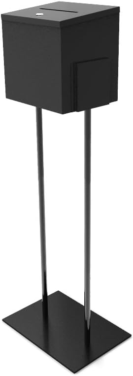 FixtureDisplays® Metal Ballot Box Donation Box Suggestion Box with Stand 11064+10918-BLACK-NEW : Office Products