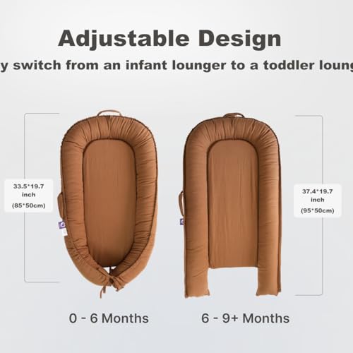 Image of Infant Lounger, Baby Nest Cover for Baby Girls & Boys, Newborn Essentials for Baby 0-18 Months, 100% Cotton Breathable (Golden Brown2)