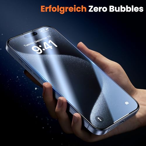 UniqueMe für iPhone 15 Pro für Panzerglas Sichtschutz - 2 Stück Schutzfolie – Ansicht 5