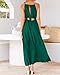 BTFBM Women Halter Summer Dresses 2025 Sleeveless Cutout Backless Sundress Slit Boho Casual Maxi Wedding Beach Dress(Dark Green, Large)