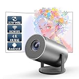 JUUE プロジェクター 小型 家庭用 【270°回転・Andriod11搭載】5G Wifi 300ANSI BT5.3 1080P & 4K対応 ホームプロジェクター 天井投影 自動台形補正 ズーム機能 HiFiスピーカー スタンド一体型 ミニ軽量 リモコン付属 レンズカバー付き 防塵 静音 短距離投影IOS/Android/パソコン/HDMI/TV/USB/PS5/AV接続可 ホームシアター