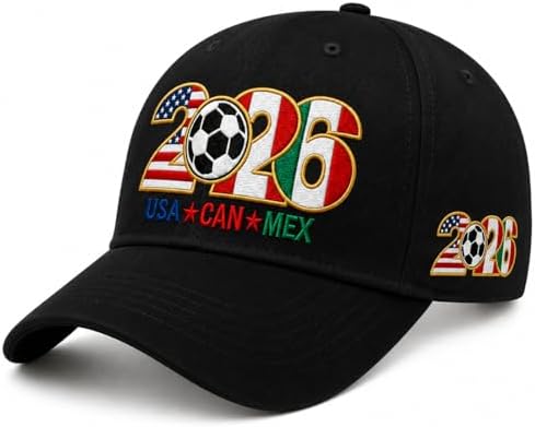 2026 World Cup Soccer Hat–USA Canada Mexico Host Countries Embroidered Baseball Hat Unisex Cotton for Soccer Supporters